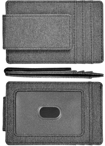 Geldbörse mit Geldklammer und starkem RFID-blockierendem Magneten, dünn, aus Leder - - Einheitsgröße