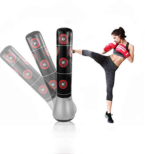 Dioche Sacco da Boxe Gonfiabile, 145 cm Sacco da Boxe per Bambino Sacco di Perforazione Adulto Tumbler Sacchetto di Sabbia Boxing MMA