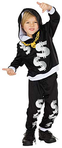 Rubie's 12316-128 Rapper Kostüm Größe 128 Kinder Karneval Pimp Prolet Hip Hop Fasching Ghetto Artist Bling, Multi-Colored