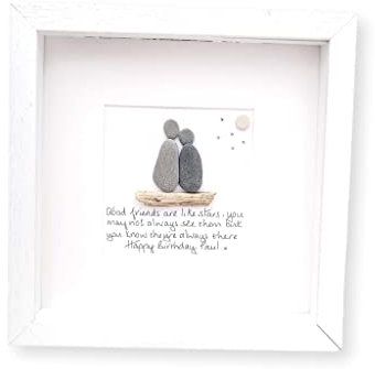 Best Friends Gift Framed Personalised Pebbles Art Friendship - Colleagues Handmade