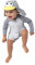 Cuddle Club Costume Neonata UV UPF 50+ Asciugatura Rapida, Lavabile in Lavatrice - Pinguino - Grigio 3-6 Mesi