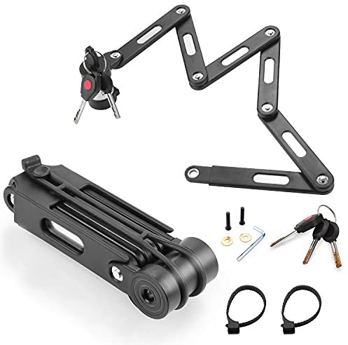 Ulikey Candado de Bicicleta Plegable, Candado Plegable con Soporte - 78 cm de Largo Cerradura de Bicicleta de 6 Articulaciones, Bicicleta Plegable para Bicicleta de Montaña/Bicicleta de Carretera