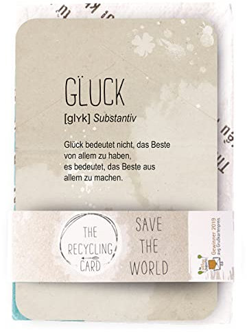 KE Preisgekrönte Postkarte A5 mit Umschlag | Schöne Spruchkarte im Set | Postkarte mit Recycling Dauerumschlag | Karte für viele Angelegenheit | Rückseite farbig bedruckt | DIN A 5 | Motiv: Glück