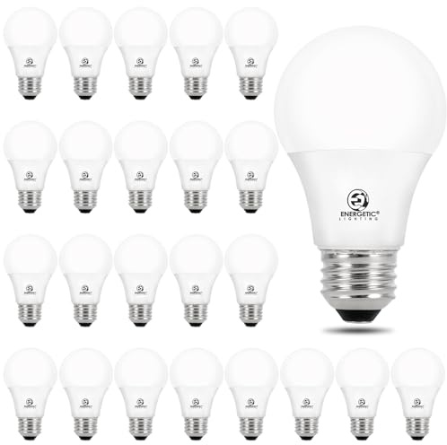 Energetic 24 Pack LED Light Bulbs 60 Watt Equivalent, A19 Warm White 3000K, E26 Base, Non-Dimmable, 8W 760lm, ETL Listed