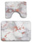 Bath Mat Set 2 Piece Non Slip Pedestal and Bath Mat Set Toilet Bathroom Rug New, Pink Metal Marble with Rose Gold White
