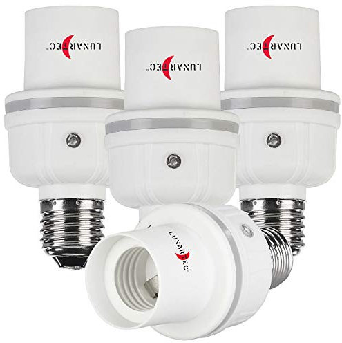 Lunartec Akustikschalter: 4er Pack Lampensockel-Adapter E27 auf E27 mit Helligkeitssensor (Akustikschalter Lampen, Akustiksensor, Fernbedienungen)