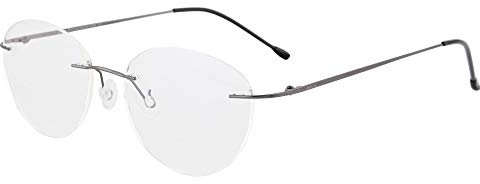 SHINU Damen MR-7 / MR-8 Linsenrahmen Titan Randlose Blaulichtfilter Kundenspezifische kurzsichtige Brille-NS1022(C2,1.61 anti blau-5.00)