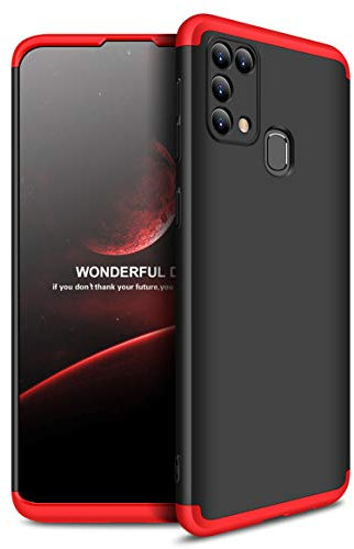 ZSCHAO Für Samsung Galaxy M31 360 Grad Hülle Ultra Slim Dünn stossfest Stoßfest +Panzerglas Handyhülle Kompatibel mit Samsung Galaxy M31 Hülle Full Case Cover Matt HardCase Schutzhülle Schwarz+Rot