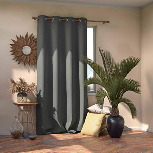 AmeliaHome Blackout Vorhang 140x270 cm Graphit 1 St. Ösenschal Verdunkelungsvorhang Blickdicht Fensterdekoration Dekoschal Dekorvorhang Blackout