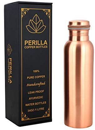 Copper Water Bottle Plain Leak Proof 100% Pure - An Ayurvedic Copper Vessel - Drink More Water And Enjoy The Health Benefits Immediately/Yoga Bottle
