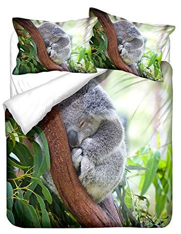 3D Ozean Land Tiere Bettwäsche-Set Eisbär Delfin Korallenriff Schildkröte Baby Pinguin Koala Dichtung Mehrfarbig Polyester Bettbezug 135x200 cm und Kissenbezug 80x80 cm (Grün,135 x 200 cm)