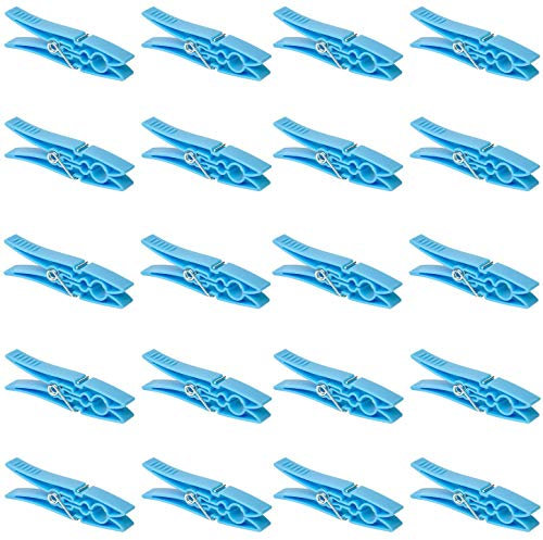 20 Wäscheklammern, Kunststoff, Wäscheleine, Socken, Handtücher, Farbe: Blau