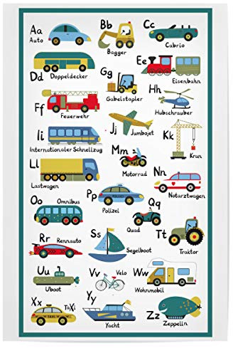 artboxONE Poster 60x40 cm Für Kinder ABC Lernposter Autos und Fahrzeuge - Bild ABC Alphabet Autos