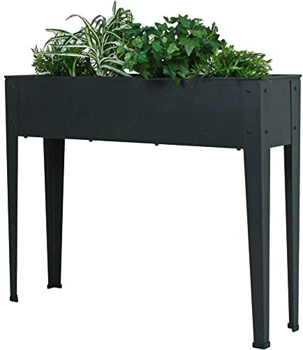 etc-shop Hochbeet Metall Höhe 80 cm Hochbeet Balkon schmal Blumenkasten mit Füssen Outdoor, pulverbeschichtet aus Stahl in anthrazit, L102 cm