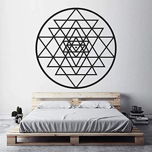Sri Yantra Wandkunst Aufkleber Wohnzimmer Wand Heilige Geometrie Kunst Hintergrund Wandbild Dekoration Selbstklebendes Papier 42X42Cm