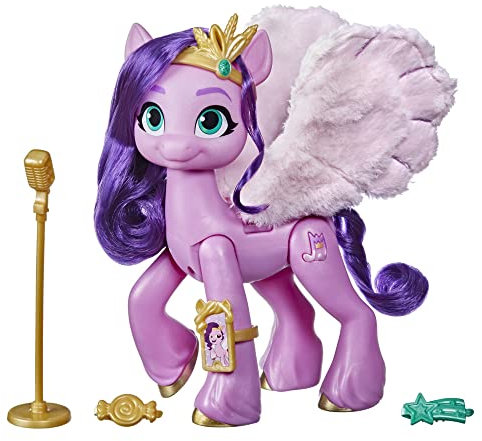 My Little Pony: A New Generation, Princesse Petals Star chantante, Poney Rose de 15 cm Qui Chante et Joue de la Musique Multicolore