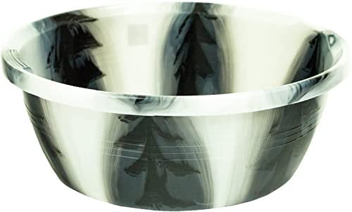 Tie-dye Design Multipurpose Circular Round Plastic Washing Up Bowl Basin Tub Kitchen (16 INCH, BLACK)