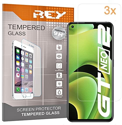 3X Protector Pantalla para REALME GT Neo 2 - GT 2 Pro - REALME 9i - REALME Q5 - GT Neo 3T - GT 2 Master Explorer Edition - REALME 9 5G, Cristal Vidrio Templado Premium
