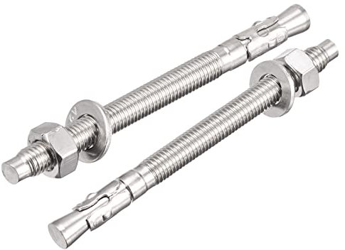 sourcing map M12x150mm 304 Inoxidable Acero Expansión Perno Tornillo para Concreto 5uds.