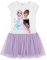 Disney Eiskönigin 2 Kleid Anna und ELSA Kurzarm (Weiss-Lila, 116)