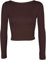Womens Crop Long Sleeve T Shirt Ladies Short Plain Round Neck Top Brown 12-14
