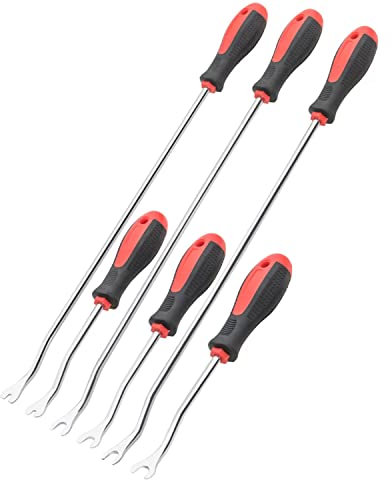 ROTATION 6-Piece Heavy Duty Car Vehicle Trim Clip Removal Set Door Upholstery Remover Chrome Car Door Panel
