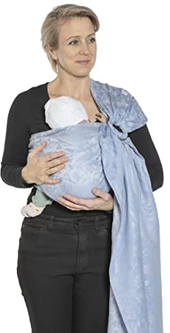 SCHMUSEWOLKE Ring Sling Baby-Tragetuch Hybrid - BIO-Baumwolle mit Leinen - Babysize Toddlersize Neugeborene und Kleinkinder - Design Fleur Provence