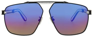 Philipp Plein Herren SPP049M Sonnenbrille, SEMI MATT Black W/Shiny Palladium Parts