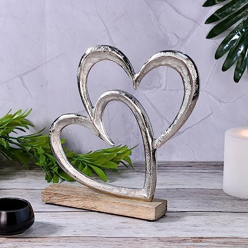 Marrakech - Espositore decorativo a forma di cuore, 20 cm, grande | Oggetto decorativo Amour 8 come decorazione da tavolo per davanzale della finestra, argento