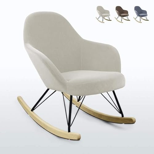 Produce Shop Schaukelstuhl modernes Design Eiffel Rocking aus Samt - Beige