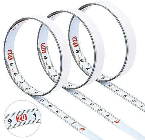 Selbstklebendes Maßband, 3 Stück metrisches Maßband zum Aufkleben, Massband Selbstklebend 1m Band Rollbandmaß Stahllineal Maßbandmaß Maßband Selbstklebend Metrisches Maßband von links nach rechts