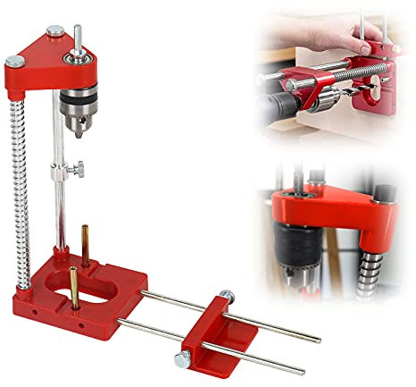 Support de forage pour perceuse, guide de gabarit de perçage réglable, outil de travail du bois, guide de forage, outils à main, kit d'outils de guidage vertical (rouge)