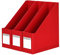 HUAPRINT Zeitschriftenhalter, Papp-Zeitschriftensammler, 3 Stück, mit Etiketten, Rot