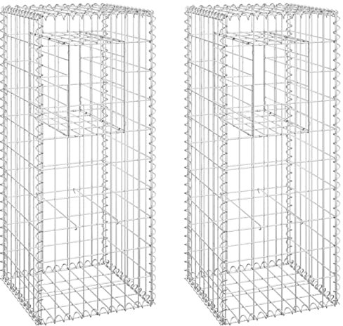 XIAOGUANG Gabionensäulen 2 STK Gabionen Säule, Gabionen Zaun, Gabionen Pfosten, Gartenzäune Für Den Außenbereich, 40x40x100 cm Eisen