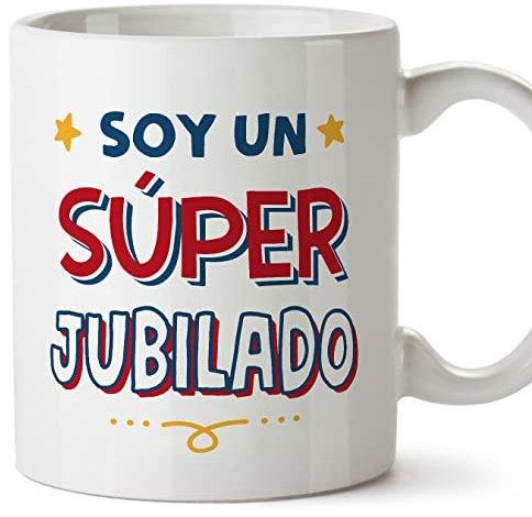 MUGFFINS Tazas para JUBILADO hombre - En Español - Soy Súper - 11 oz / 330 ml - Regalo original y divertido