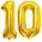 Gold Luftballon 10. Geburtstag Zahl 10 XXL Riesen Folienballon 100cm Geburtstagsdeko Mädchen Junge Ballon Zahl Deko zum Geburtstag