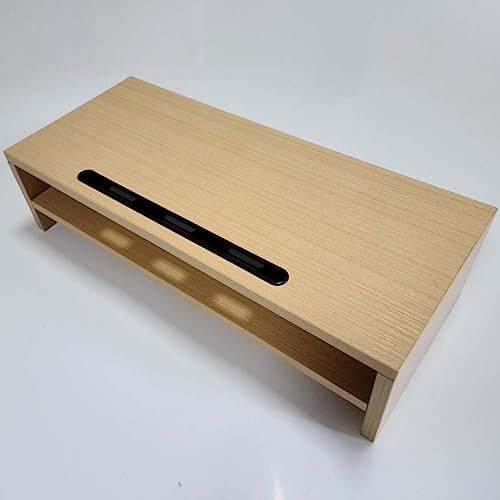 Display Stand Wood Monitor Stand Riser for Computer Laptop Printer with Smartphone Notebook Pen Holder, Home Office Working Ergonomic 2 Tiers PC Monitor Stand
