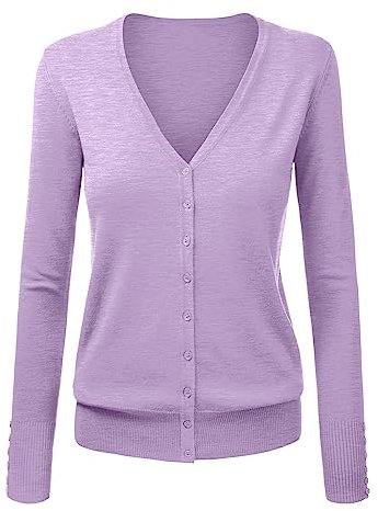 liaddkv Cardigan en tricot pour femme - Col en V - Élégant - Couleur unie - Court - Pour l'automne et l'hiver - Pull en tricot avec bouton - Bleu, lilas, XXXL