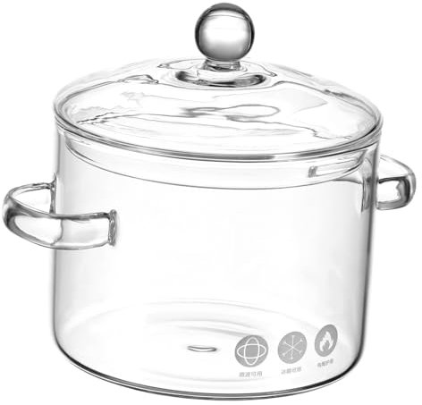BESTonZON Pentola Borosilicato Alta Temperatura Con Manici Ciotola Per Zuppa e Noodle Design Doppia Maniglia Per Cottura e Riscaldamento Cucina