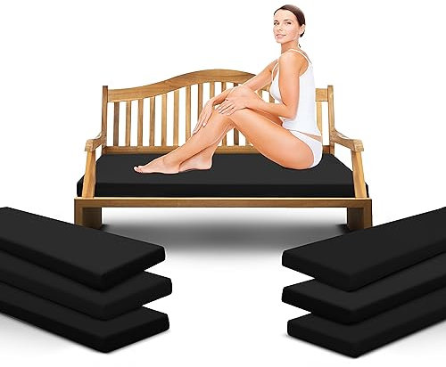 Outdoor Garden Bench Cushion Seat Pad for 2/3/4 Seater Patio Furniture Waterproof Swing, Hammock, Rattan Sofa 108/140/170cm Long Bench Chair Cushions Pad (4 Seater 170cm x 51cm x 5cm, Black)