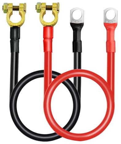 CHENGPI Cavo Inverter Batteria con Connettori Batteria 30cm 25 mm² 3 AWG(Max 125 A) 12V-24V,Cavo Batteria con Morsetti Batteria Connettori per Auto,Camion,Moto,Solare,Marino