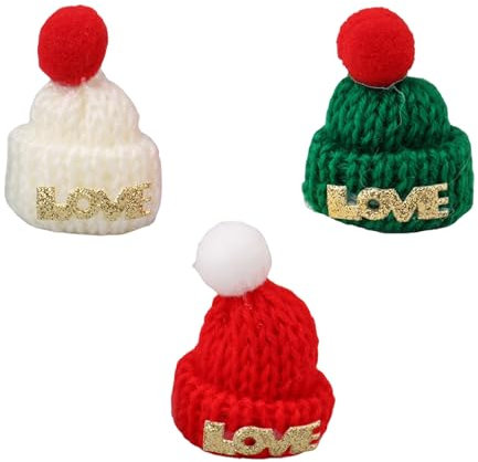 BABANI 120 Stück Mini Mützen Für Sorgenwürmchen Mini Mützchen Basteln Strickmützen Zum Weihnachtsmützen Puppen Hut Zum Kleine Weihnachten Basteldekoration Gestrickt Ornamente (1)