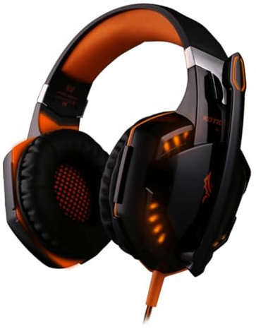 Veemoon Casque Gaming Casque De Jeu Orange Mode Ordinateur pour Cache-Oreilles Cordon De Tête De Jeux Noir avec Casque Gamer