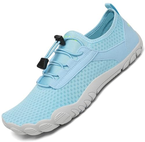 SAGUARO Hommes Femmes Antidérapant Cinq Doigts Minimalistes Chaussures de Trail Running Bleu Ciel GR.43