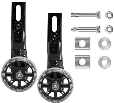 Lolileo Stützräder,Fahrrad Stützräder für Kinder,14-Zoll Stützräder,Leise Und Leuchtende Kinderfahrrad Stützräder,Geeignet für Jungen Und Mädchen im Alter von 5 bis 7(Schwarz)