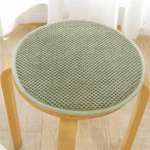 Ueiwffzo Sitzkissen Rundes Stuhlkissen Rutschfestes Baumwoll Leinen Stuhlkissen mit Bändern, Sitzpolster für Outdoor Büro Stuhl (Grün,Durchmesser 30cm)