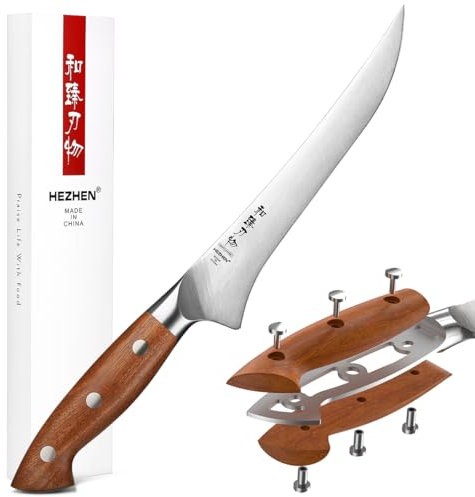 HEZHEN Acciaio Inox Coltello per Sfilettare,Coltello Da Filetto, Coltello da Pesce Profesional Coltelli da Disosso, Lama Leggermente Flessibile, Full Tang Manico