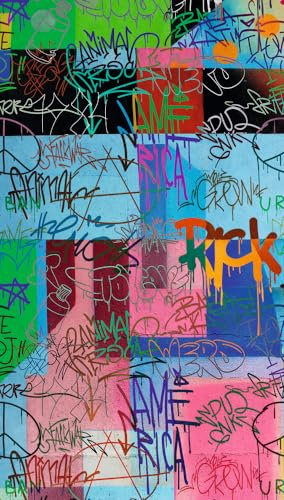 Livingwalls Fototapete Graffiti in Bunt, Blau, Pink - hochwertige Vliestapete 398241 mit Motiv auf 1,59 m x 2,80 m - Made in Germany