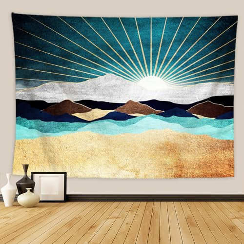 hfdch Wandtuch Abstrakte Bergsonne Ideal Als Wandteppich Aesthetic Psychedelic Wall Art Hanging – Ästhetisches Wandtuch Für Den Strand Oder Zu Hause