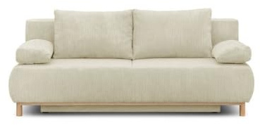 MIKA Sitzbank, ausziehbar, 3-Sitzer, Cord, Beige, Aufbewahrungstruhe – L 192 x H 84 x T 93 cm